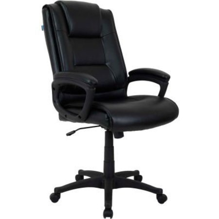 GEC Interion Antimicrobial Bonded Leather Executive Office Chair With Arms, Black 81298H-ANT